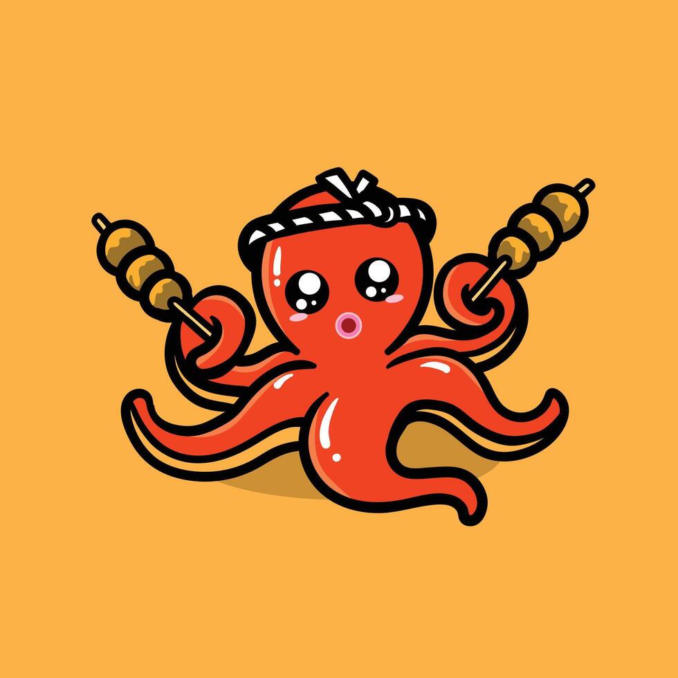 octopus takoyaki illustration vector