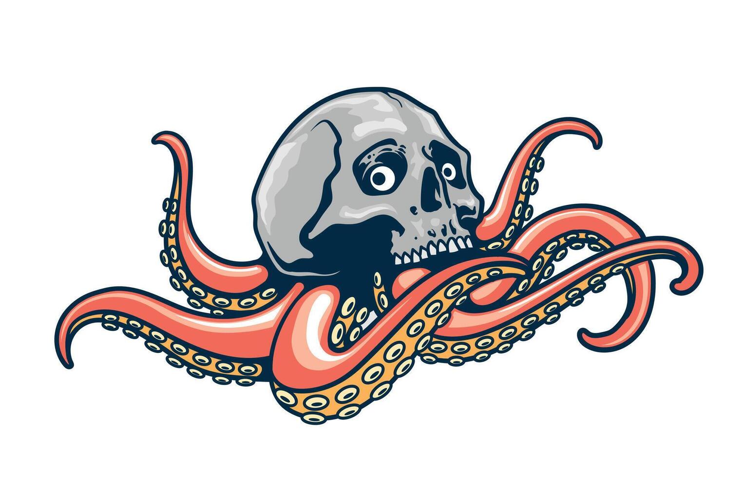 monster kraken skull face illustration vector