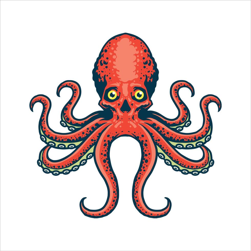 monster red kraken illustration vector