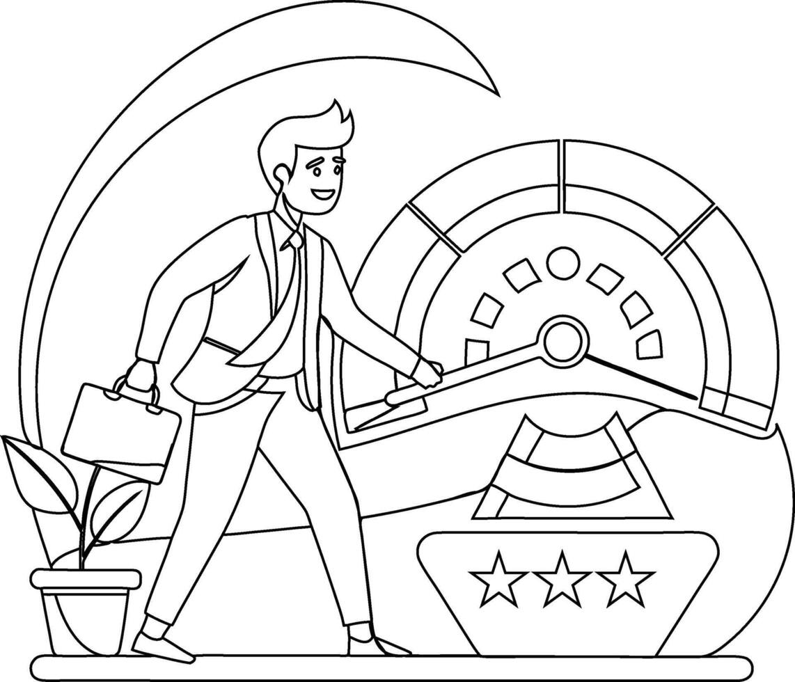 Push skill level credit score or increase performance improvement line art vector