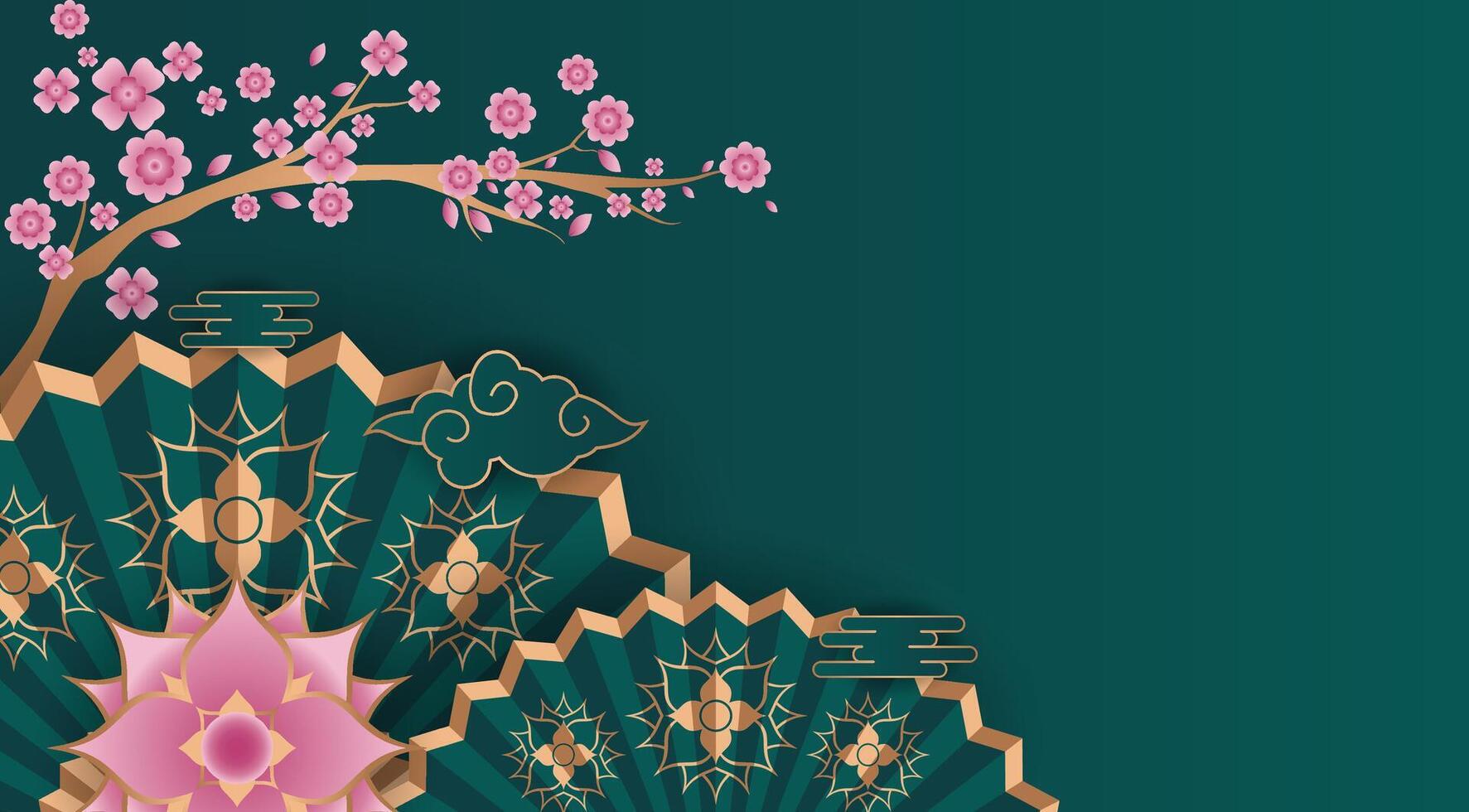 chinese new year background with paper cut art style vector