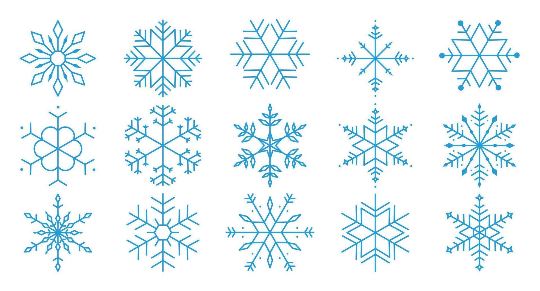 Blue Snowflake winter set collection vector