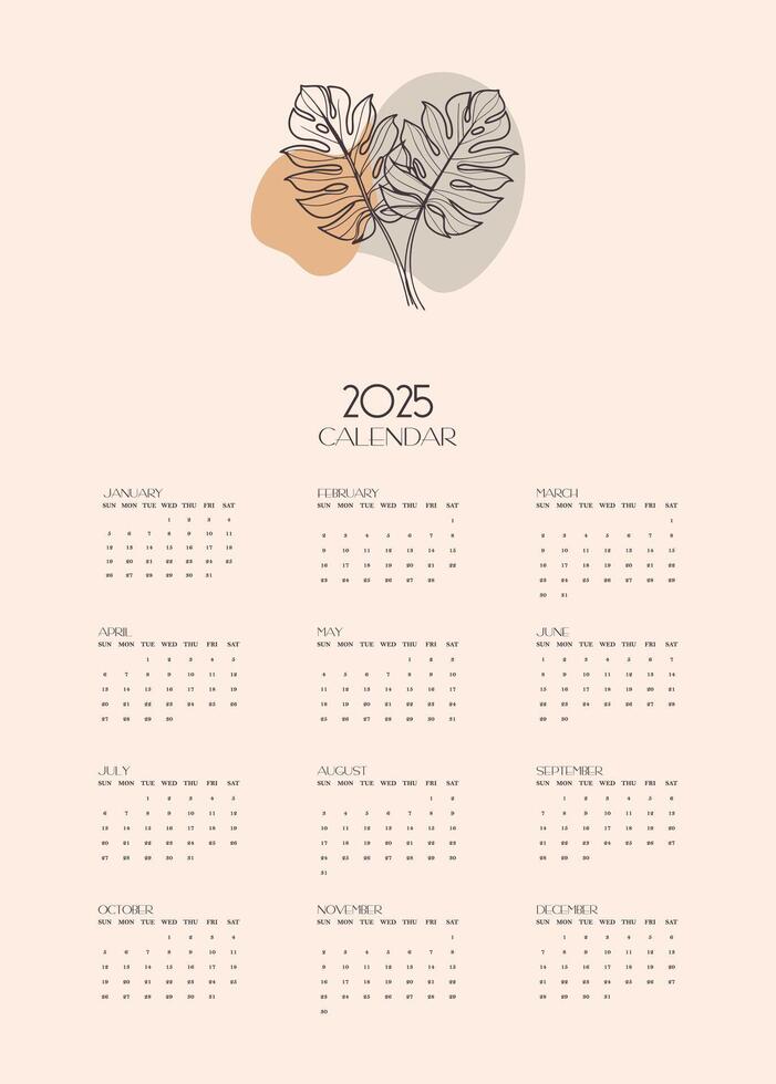 Boho Art 2025 Calendar Design 53092277 Vector Art At Vecteezy Boho Art 2025 Calendar Design Free Vector