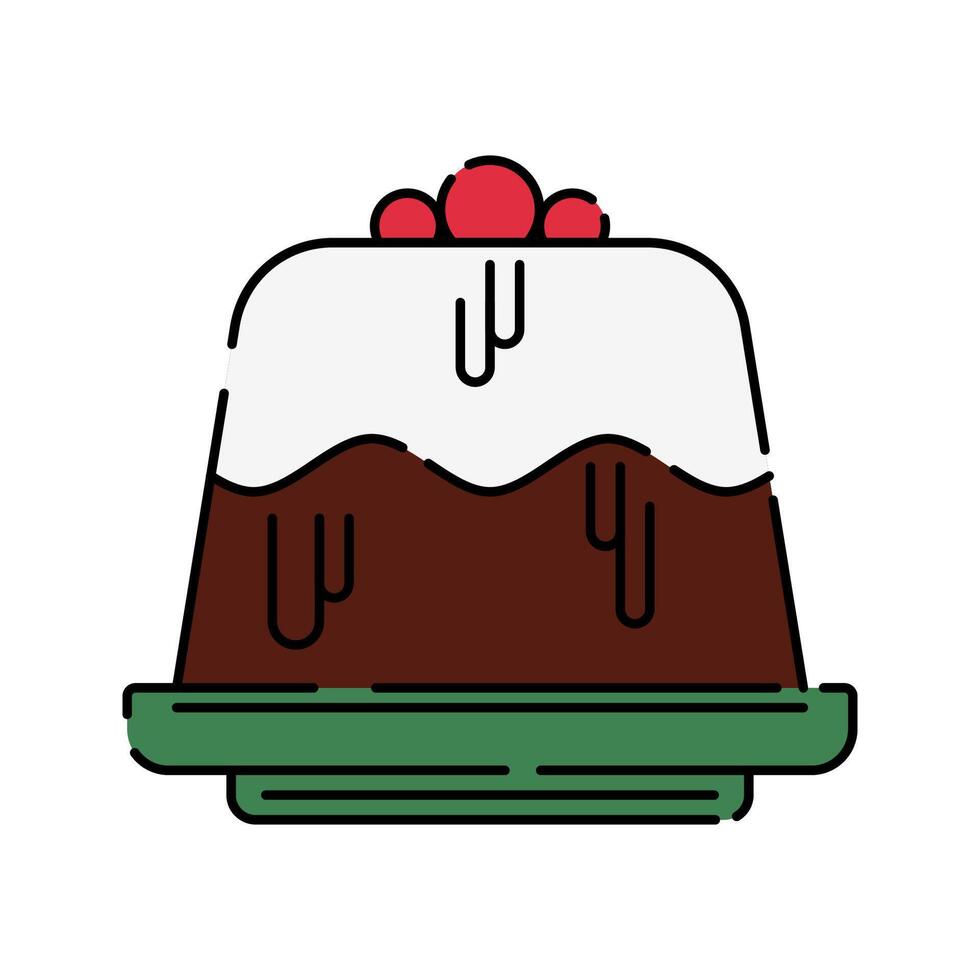 Whole cake with cherries Icon Illustration with bright colour palette in flat design style Ideal for cafe branding, menus, and coffee-themed designs. vector