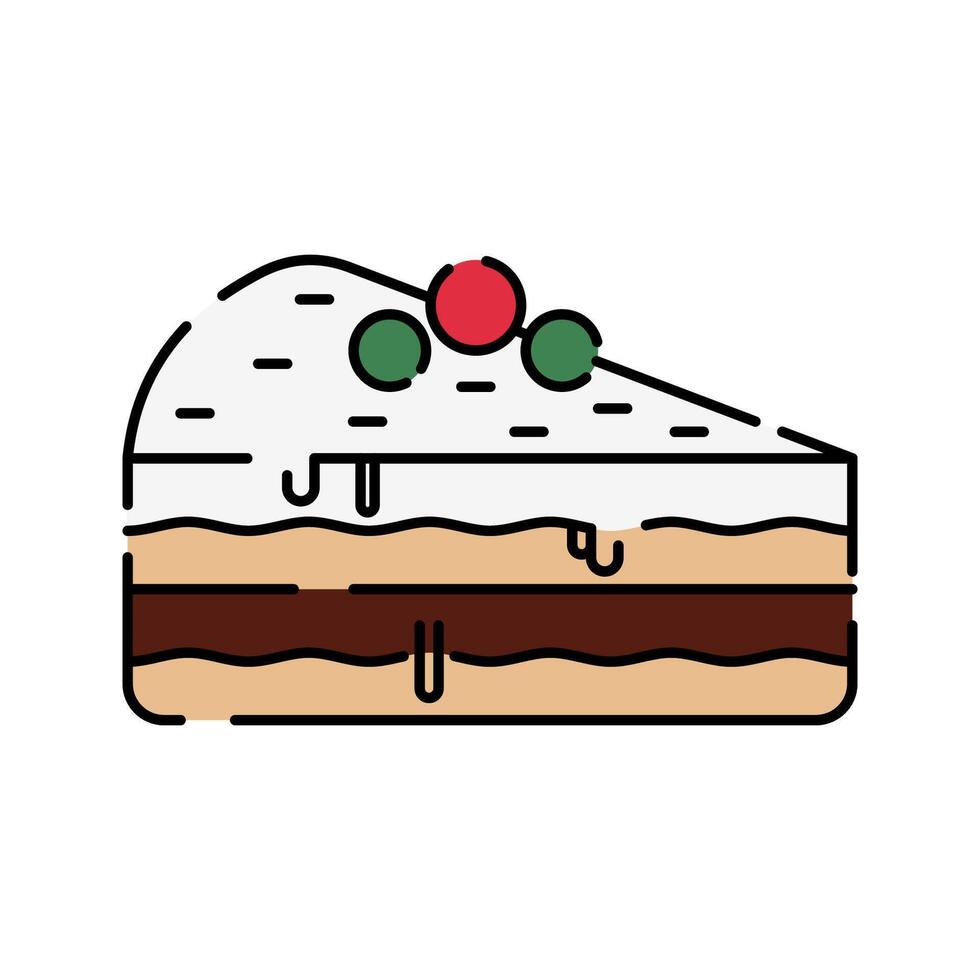 Slice of cake Icon Illustration with bright colour palette in flat design style Ideal for cafe branding, menus, and coffee-themed designs. vector