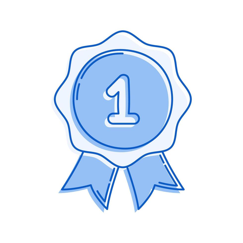 Award Ribbon Icon Illustration with pastel colour palette in doodle style perfect for Finance and Achievements theme design. vector