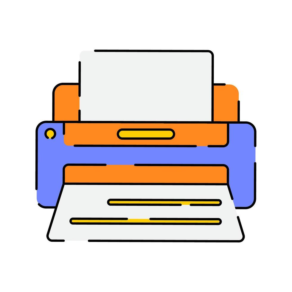 Printer Icon Illustration with bright colour palette in flat design style for Business and Office theme design. vector