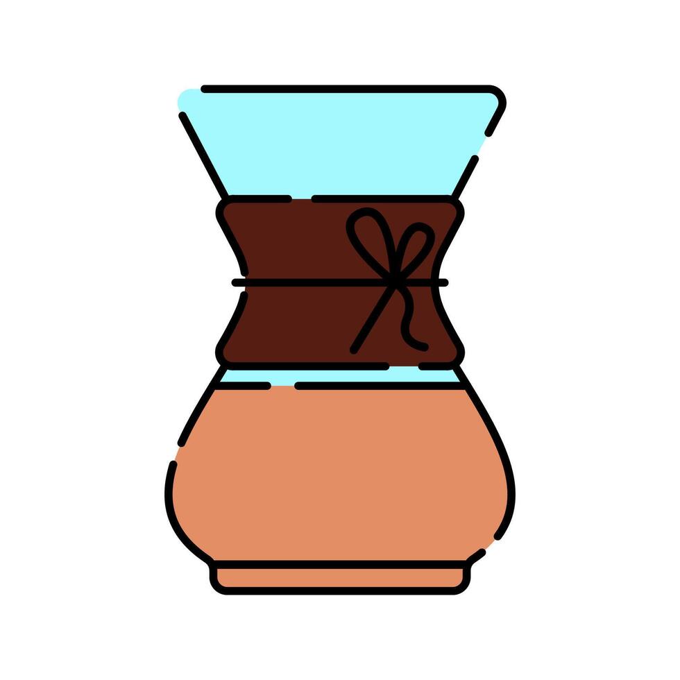 Pour over coffee brewer Icon Illustration with bright colour palette in flat design style Ideal for cafe branding, menus, and coffee-themed designs. vector