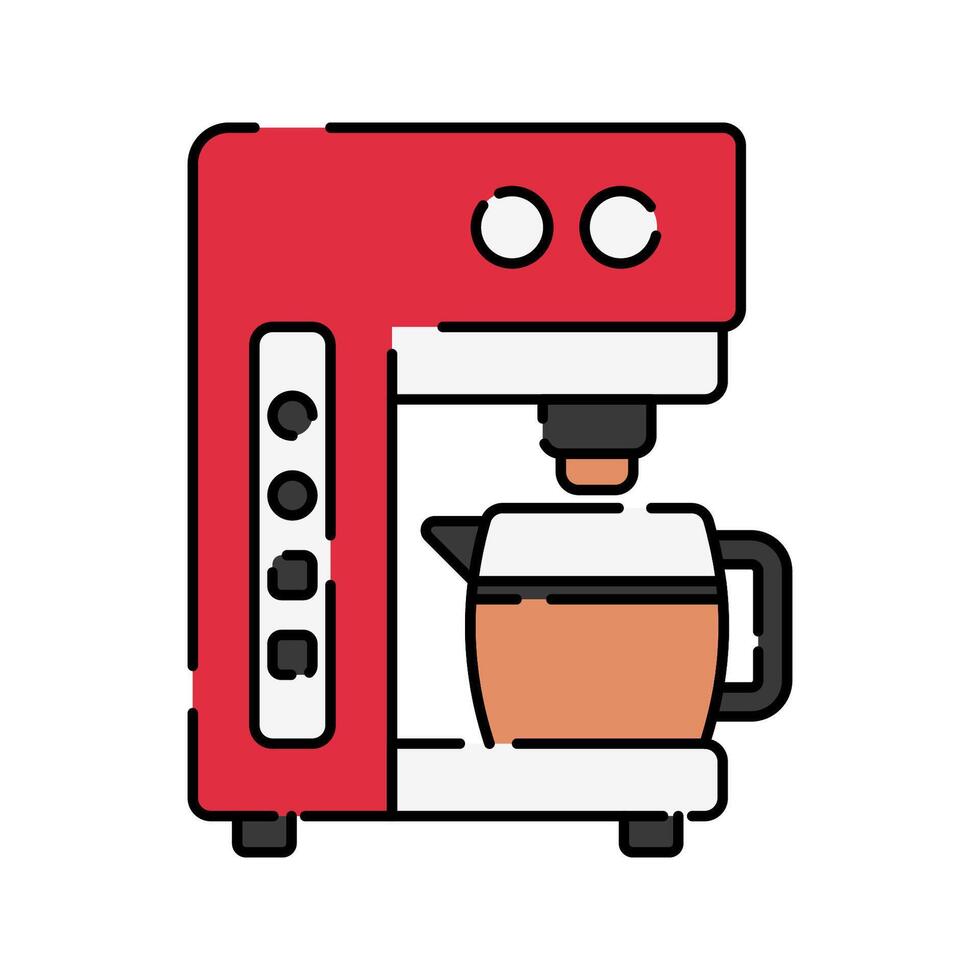 Espresso machine Icon Illustration with bright colour palette in flat design style Ideal for cafe branding, menus, and coffee-themed designs. vector