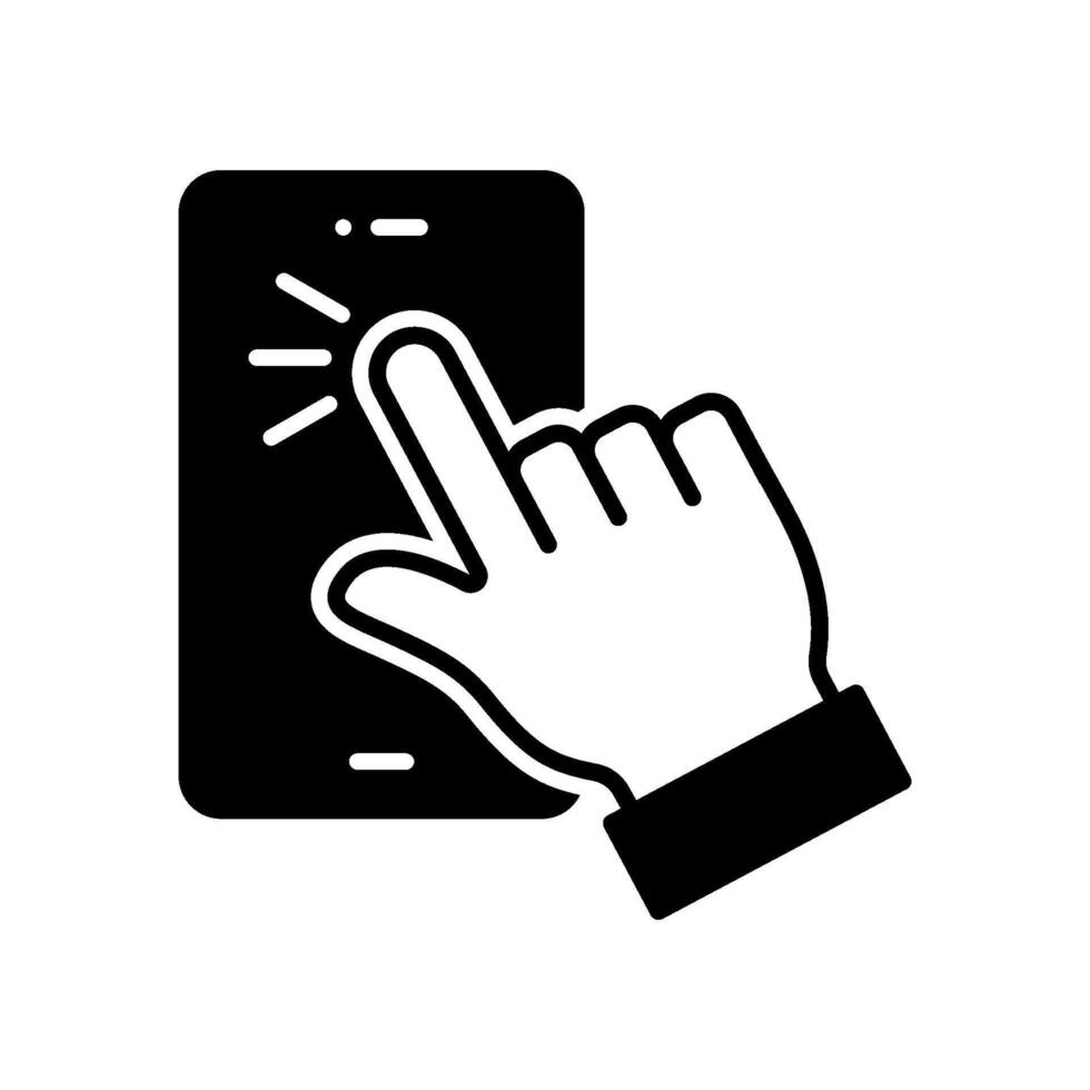 Touchscreen icon with hand clicking on smartphone screen vector