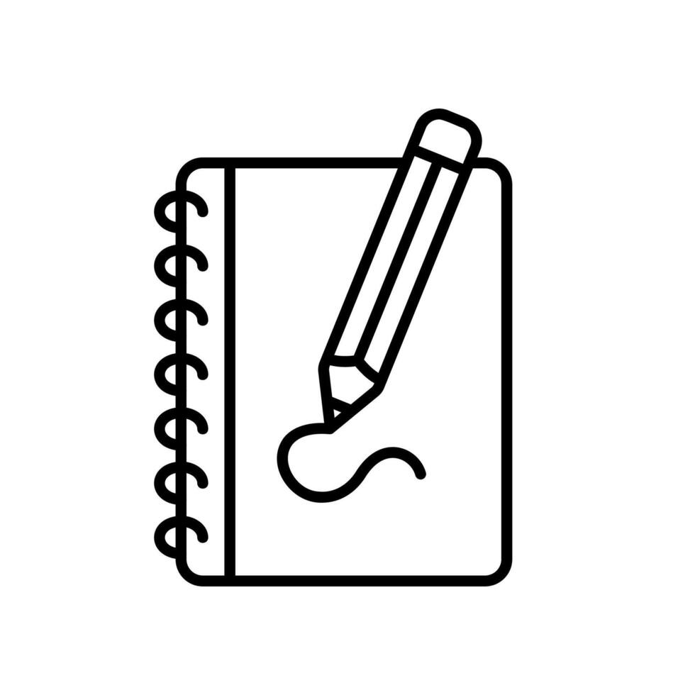 Sketchbook icon with sketch drawing using a pencil vector