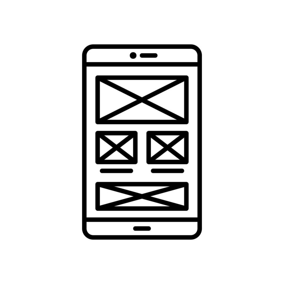 Design wireframe icon for smartphone app layout vector