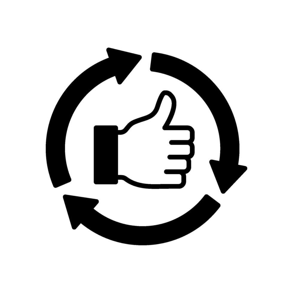 Feedback loop icon with thumbs up and arrow vector