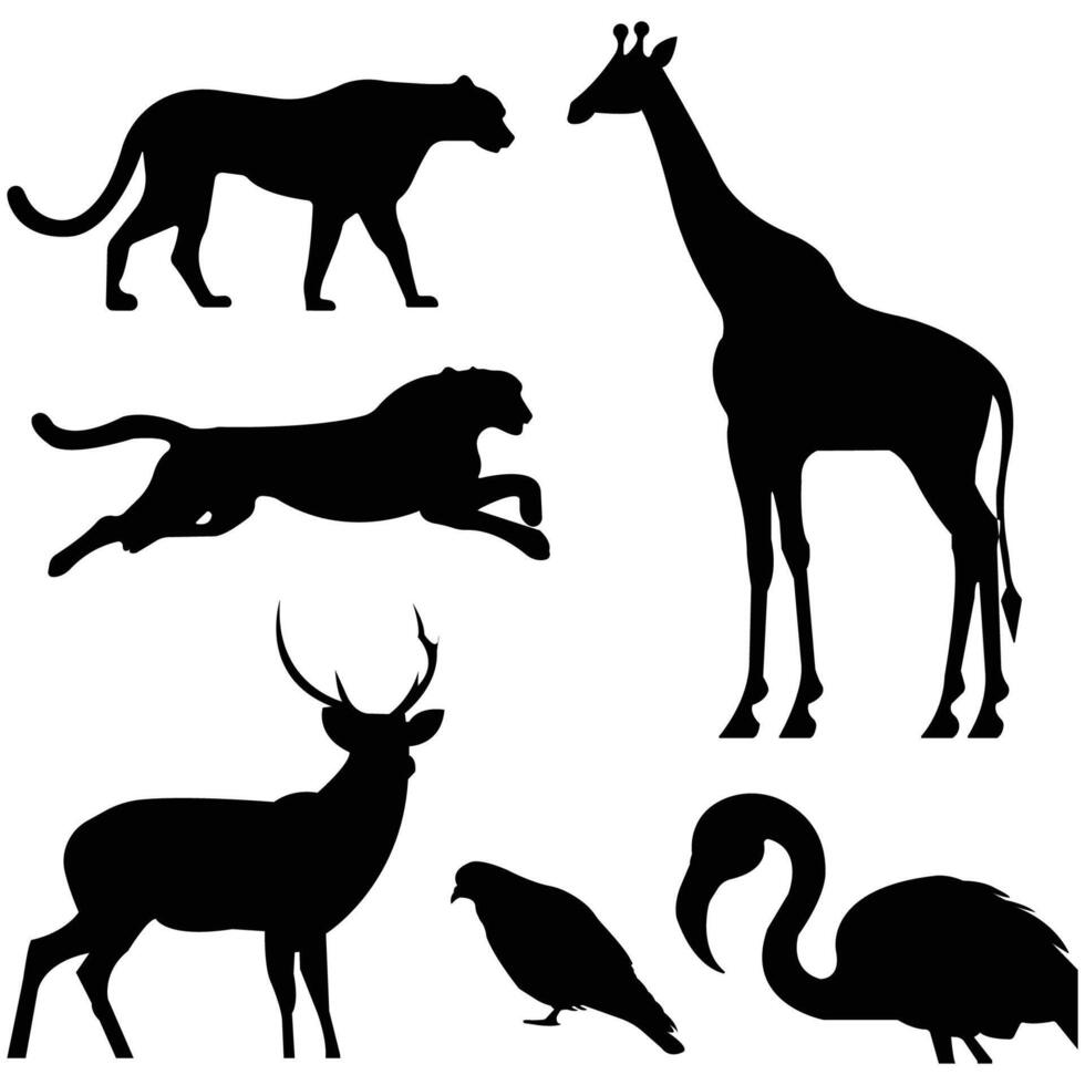 Animal silhouette design illustrations vector