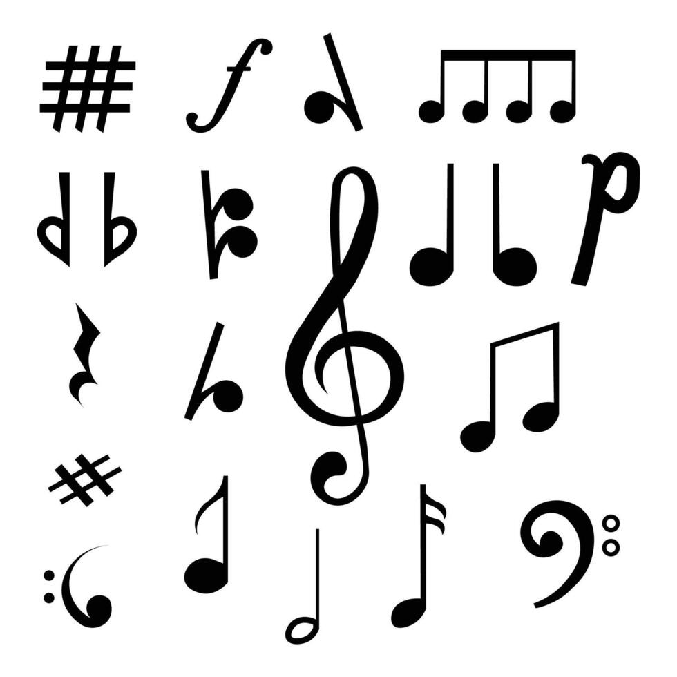 Collection of music note symbols icon. vector