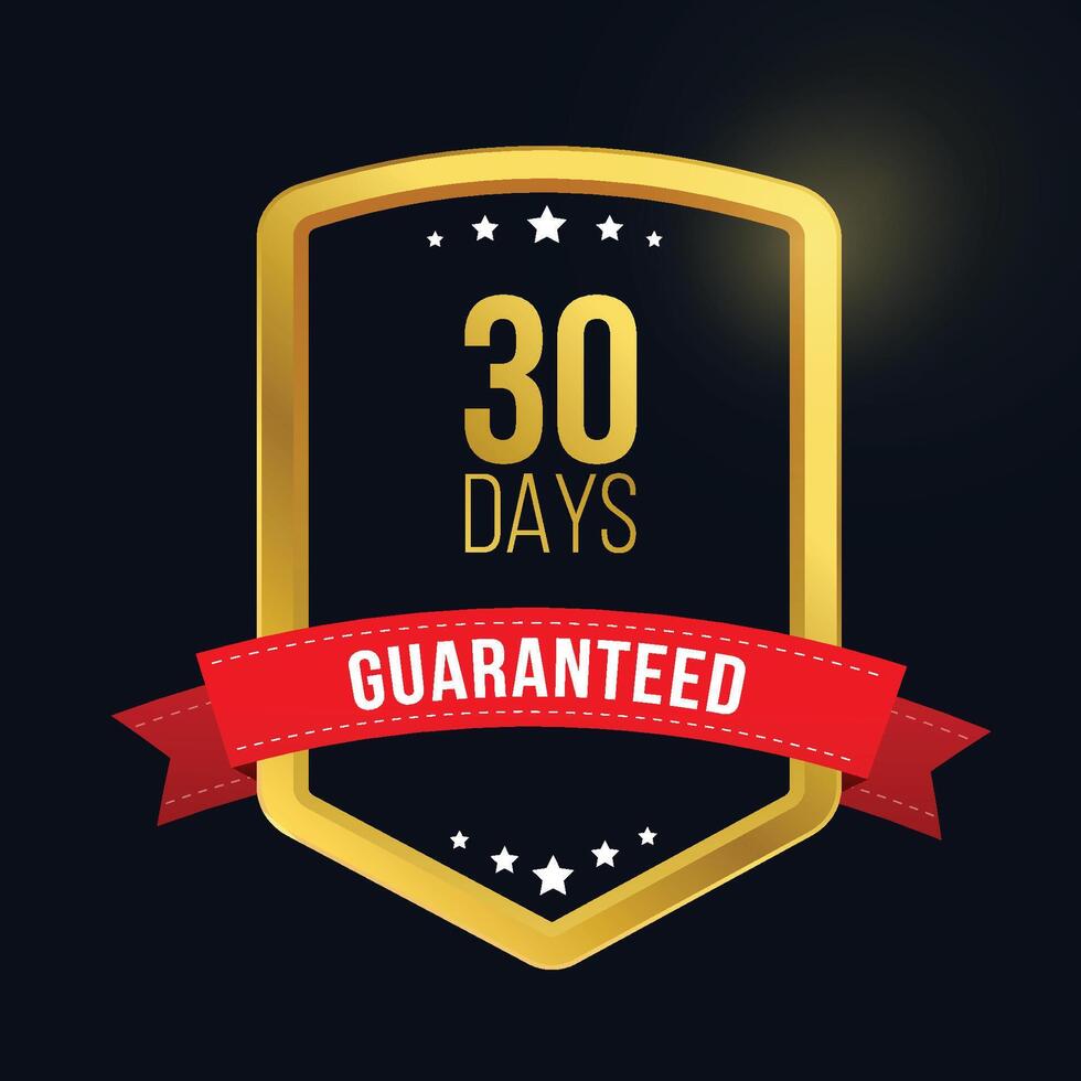 30 days guarantee golden illustration with red label vector