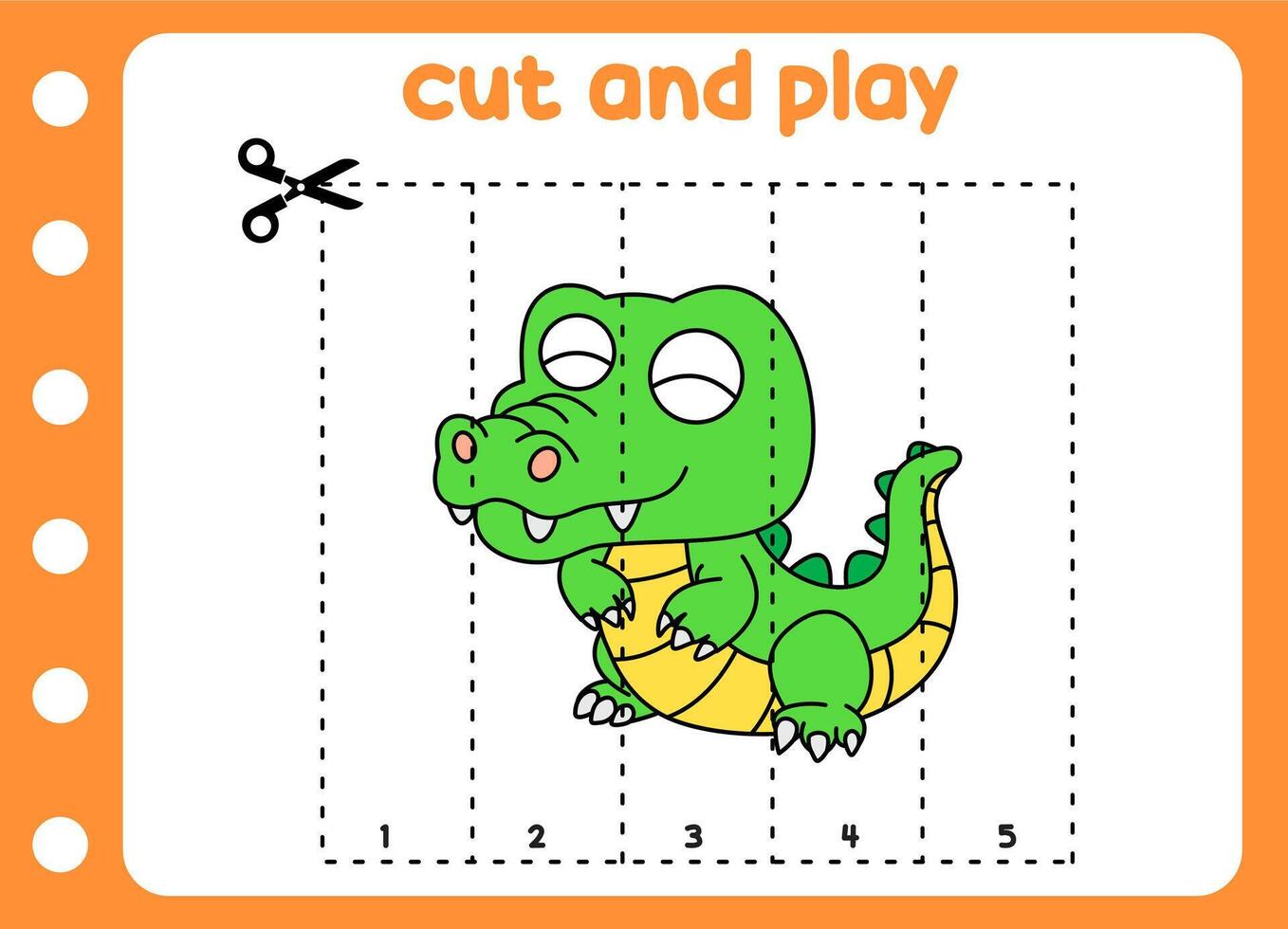 cut and play of animal. little alligator. vector