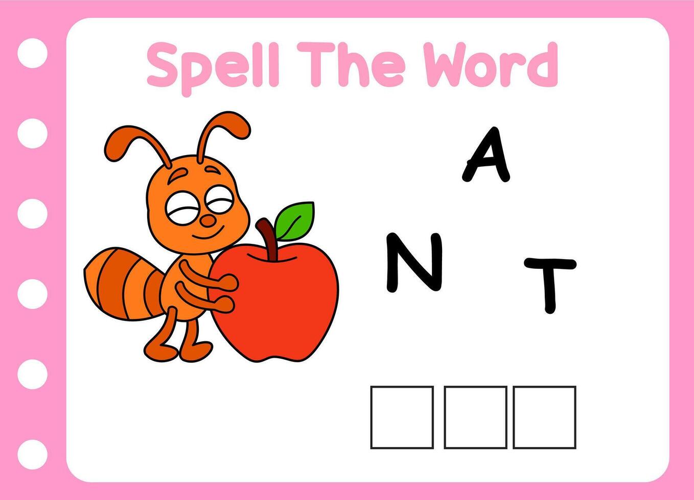 spell the word of ant. little ant vector