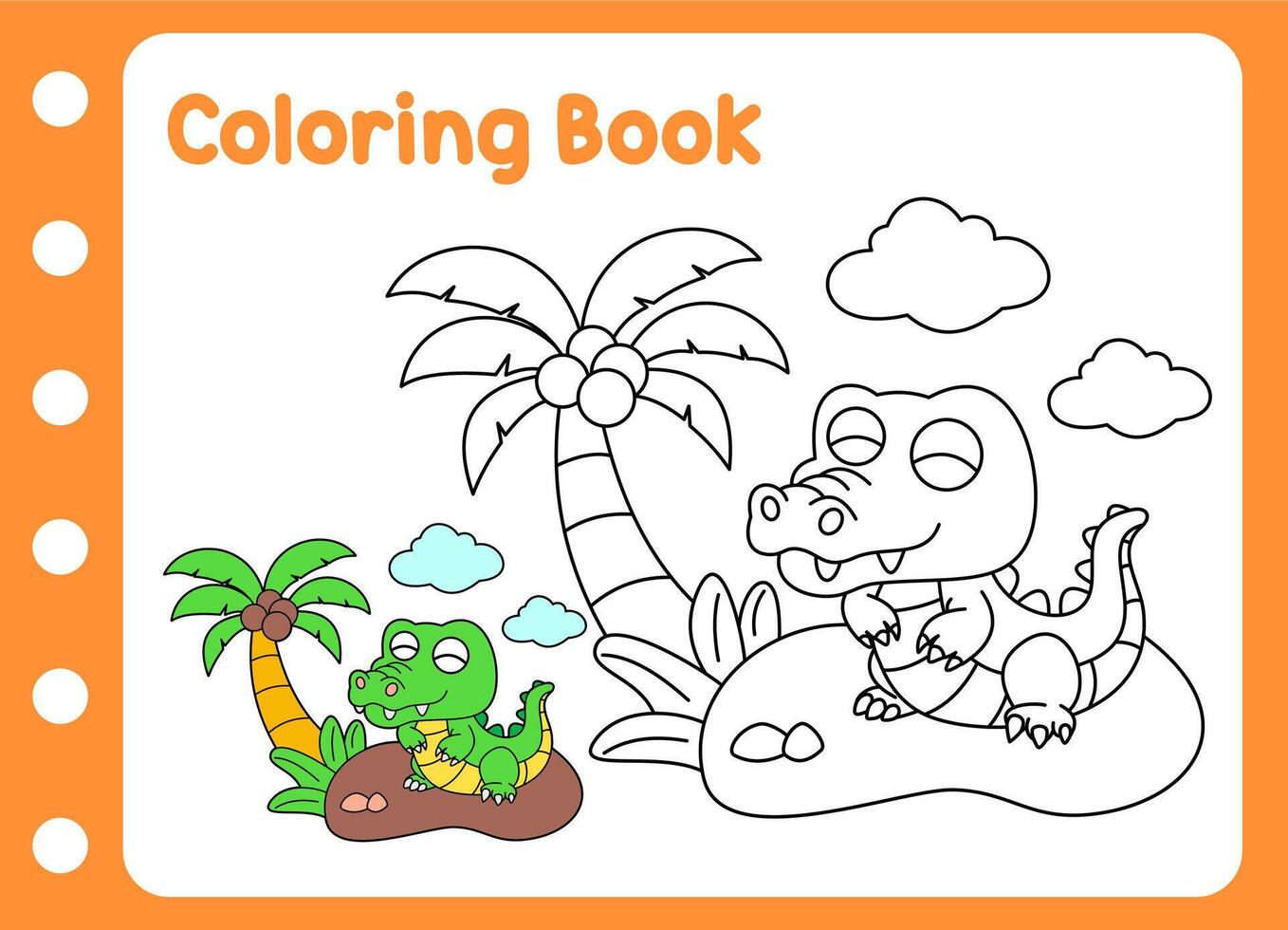coloring book for kids. little alligator. vector