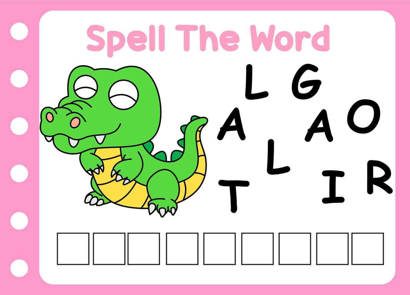 spell the word of animal. little alligator . vector