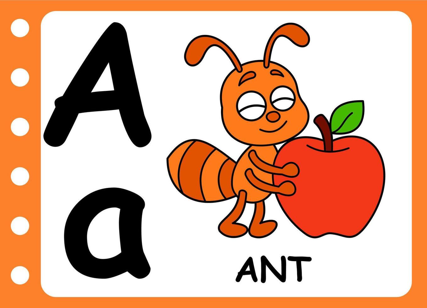 letter a for an ant. little ant . vector