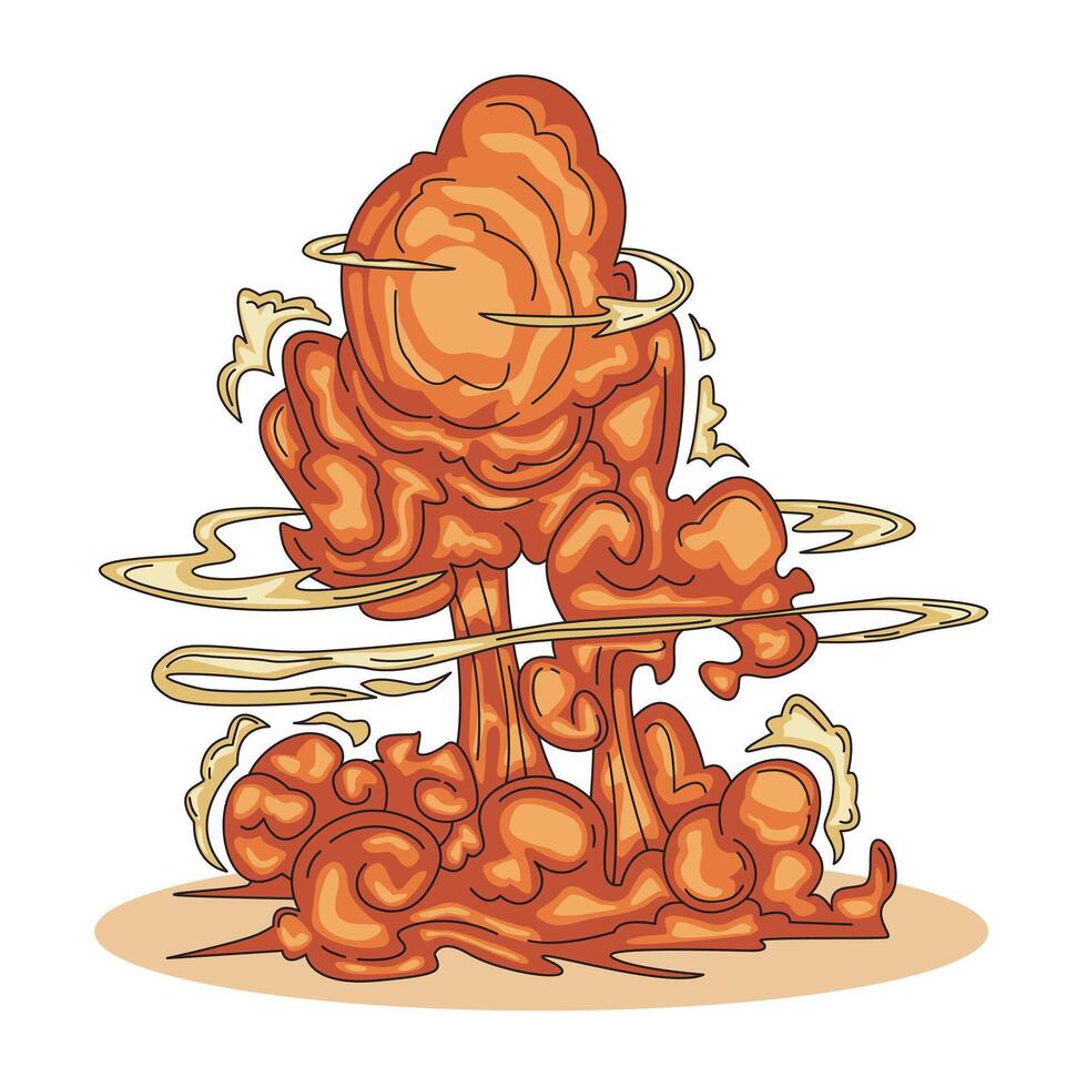 cartoon illustration of a powerful explosion from a bomb or nuclear bomb vector