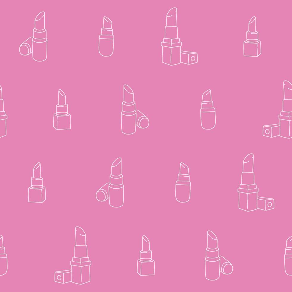 Outline Collection of Lipstick Seamless Pattern illustration for Print, Wallpaper, Decoration. vector