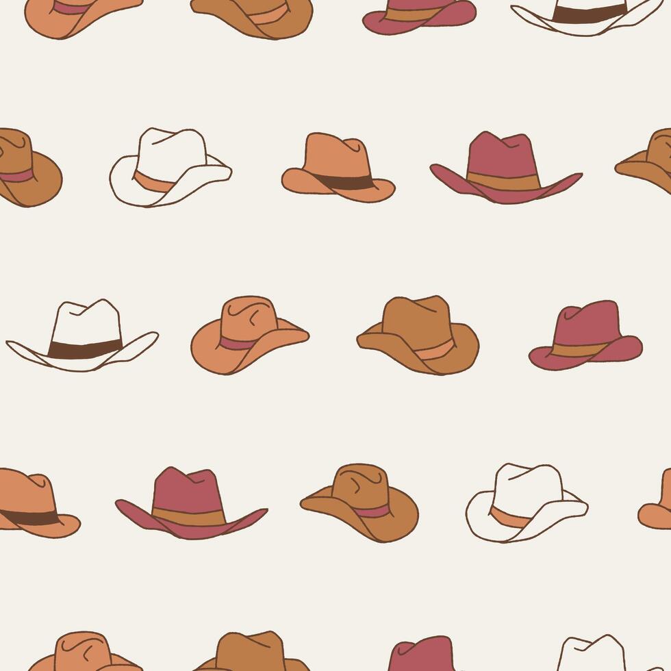 Collection of Cowboy Hat Seamless Pattern illustration Design vector