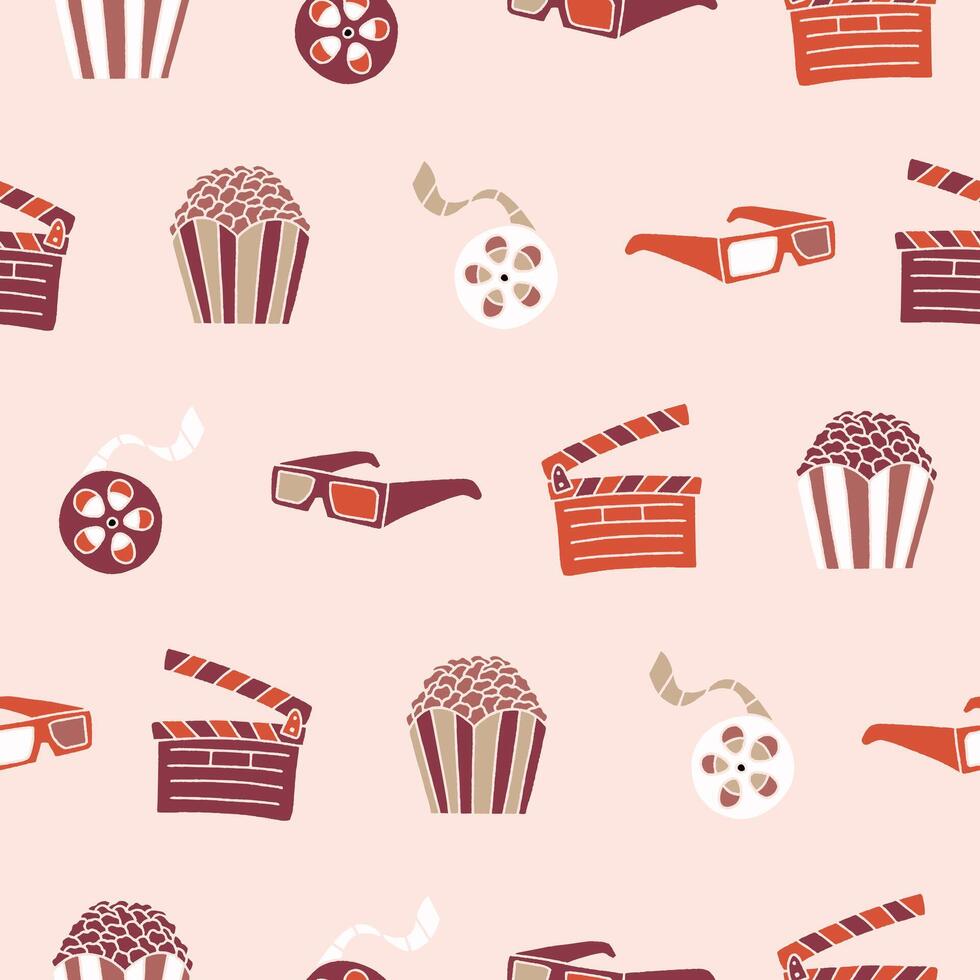 Collection of Cinema Seamless Pattern illustration for Print, Wallpaper, Decoration. vector