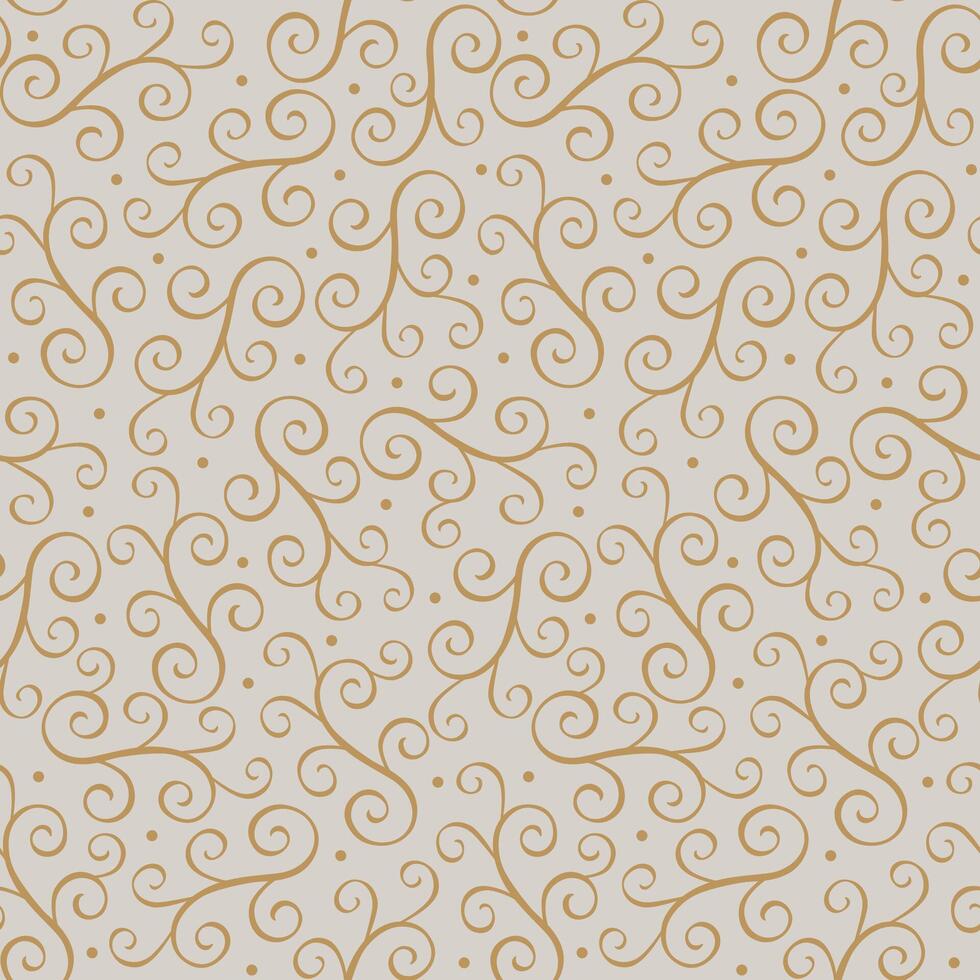 Seamless Christmas Swirls Scroll Pattern On Ivory Background vector