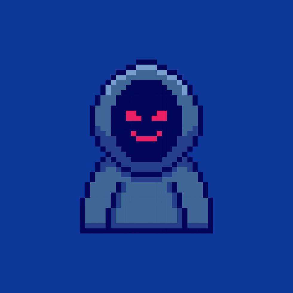 Pixel art Hooded Villain game asset design vector