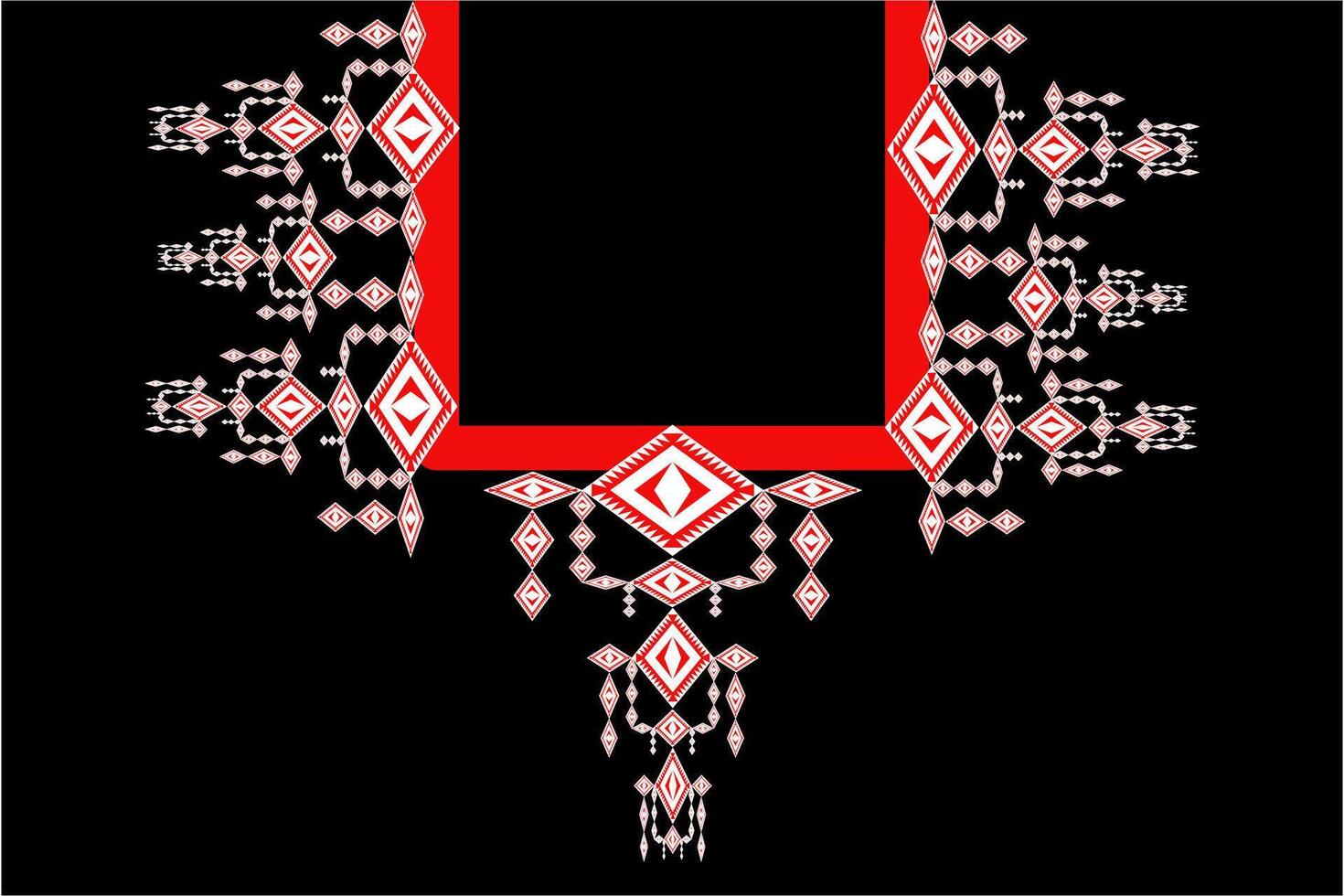 Ethnic collar neckline striped,beautiful pattern form. vector