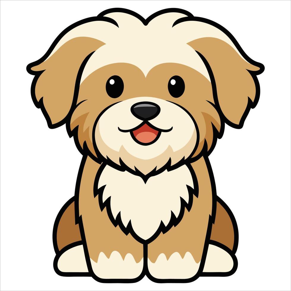 Playful Baby Havanese Dog Sitting Cute Cartoon Artwork vector