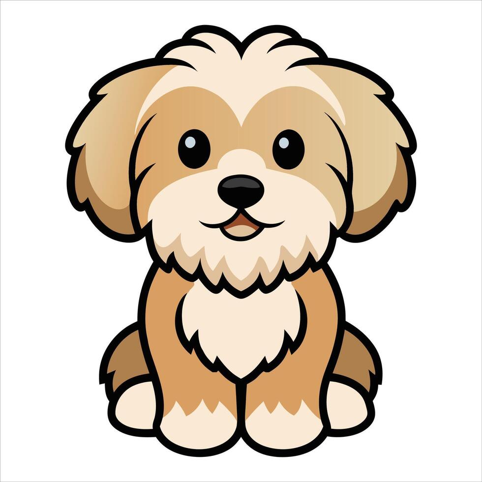 Adorable Cartoon Havanese Puppy Sitting Sweet Illustration Design vector