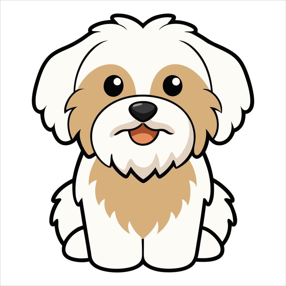 Adorable Baby Havanese Dog Cartoon Sitting Pretty Art vector