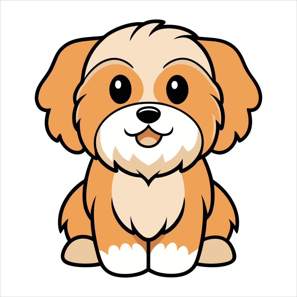Endearing Lhasa Apso Dog Seated with a Smile vector