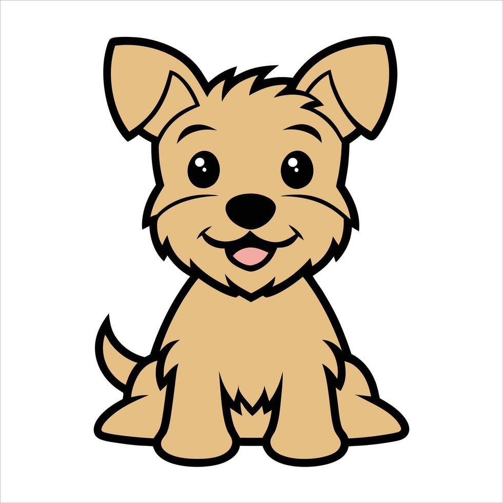 Lovely Baby Imaal Terrier Dog Sitting Calmly Illustration Drawing vector