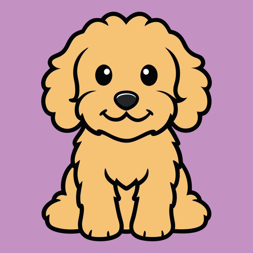 Cute Baby Goldendoodle Dog Resting Design vector