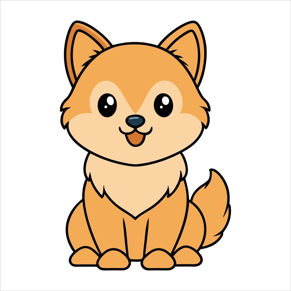 Cute Cartoon Finnish Spitz Puppy Sitting Design vector