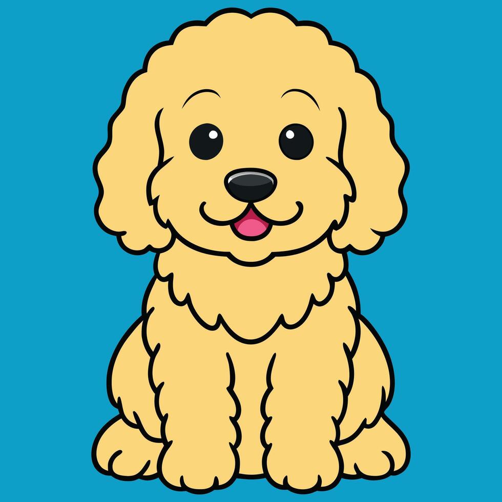 Illustration of a Cute Baby Goldendoodle Sitting vector