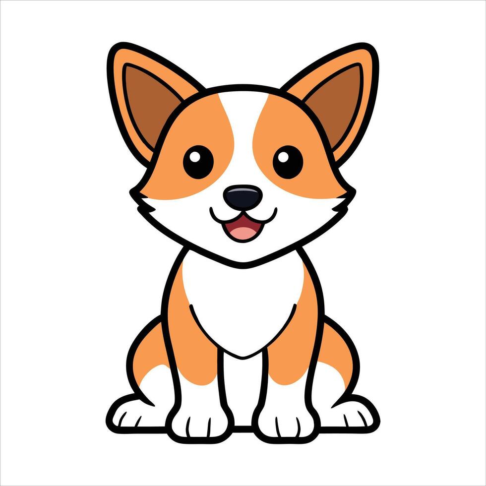 Playful Fox Terrier Pup Sitting Cute Illustration vector