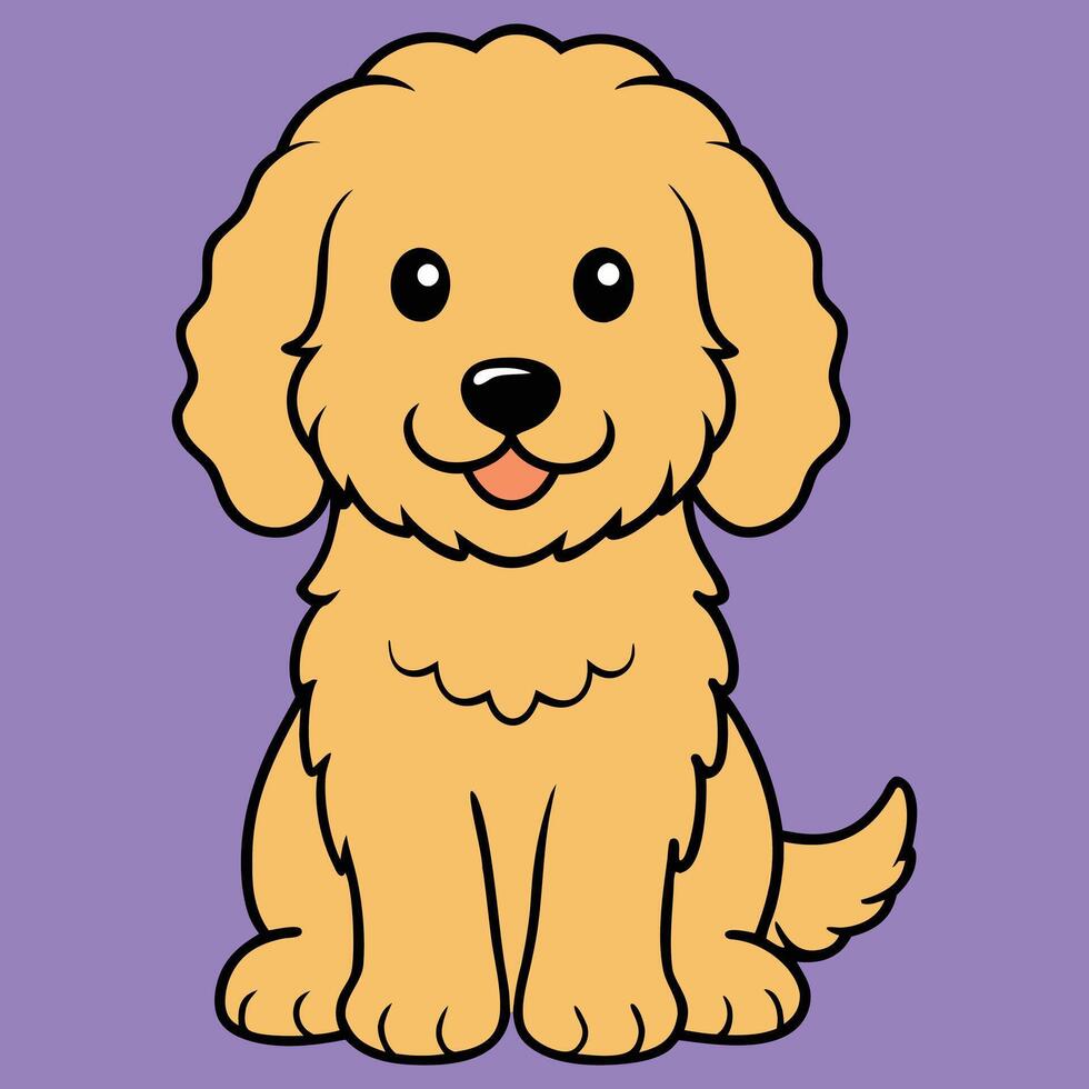 Precious Baby Goldendoodle Puppy Sitting Calmly Illustration vector