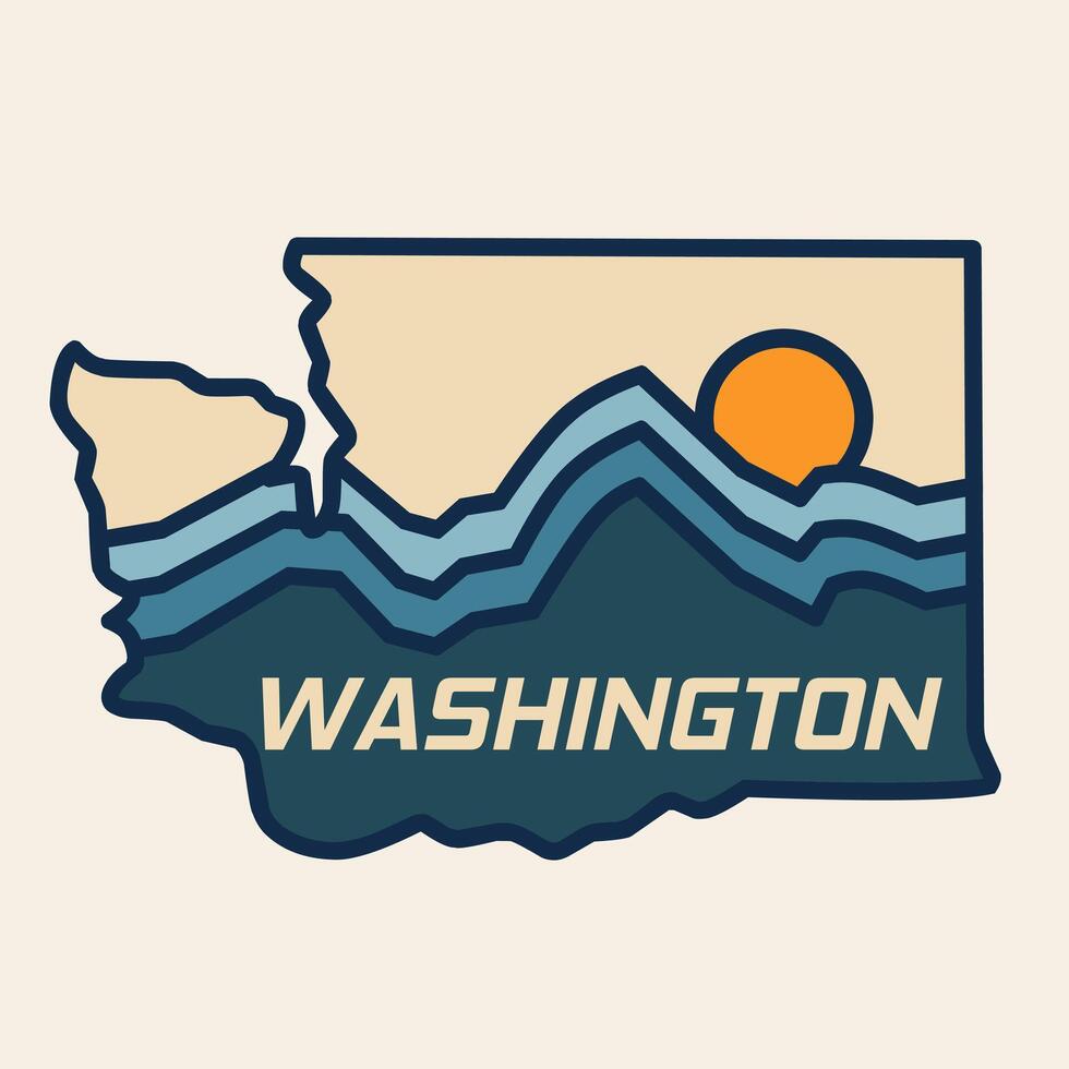 Washington Nature Design in Retro Line Style Perfect for Print, Apparel, etc vector