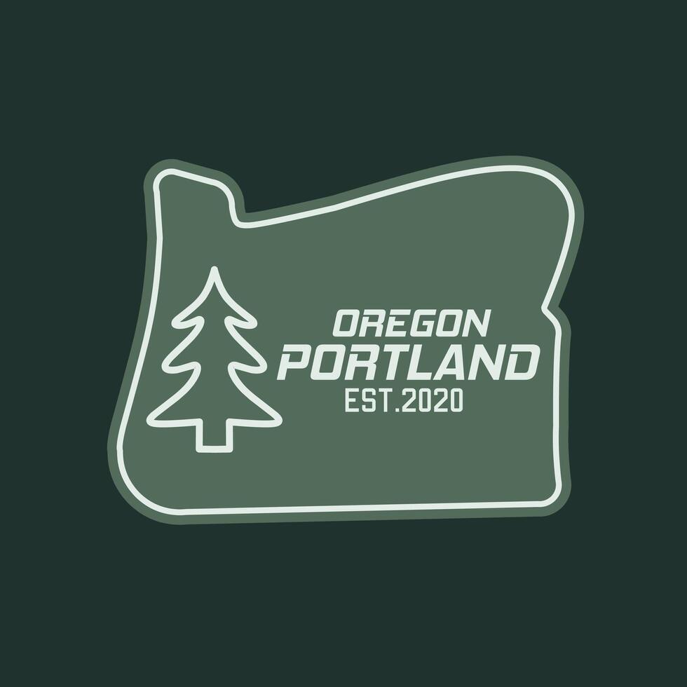 Oregon Portland Badge with Minimalist Pine Tree Design vector