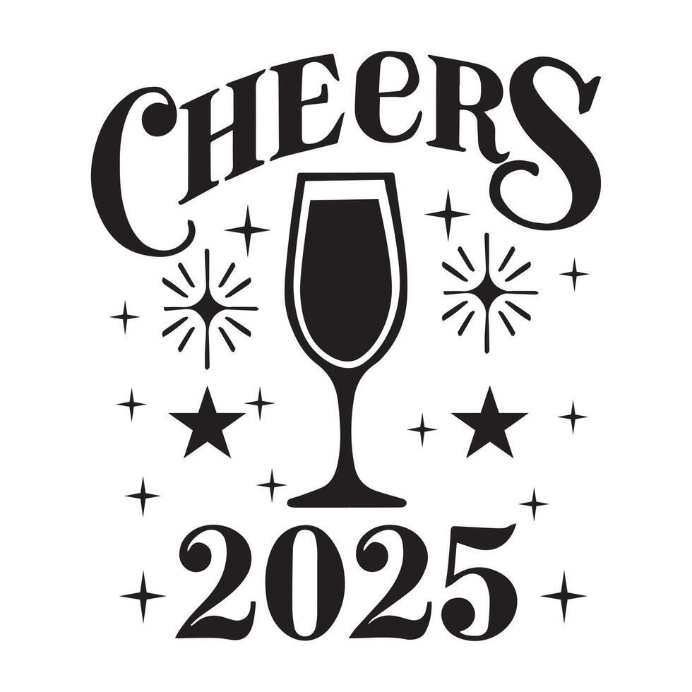 Happy New Year 2025 Typography Design , Happy New Year Clipart