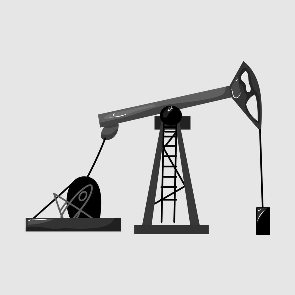 A black and white drawing of a drilling rig vector