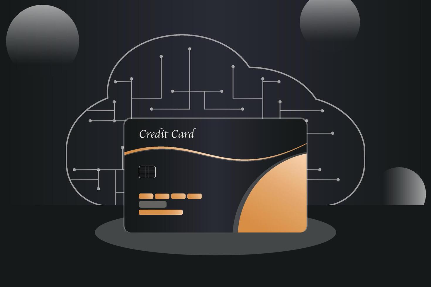 Credit card is shown on cloud computing background vector