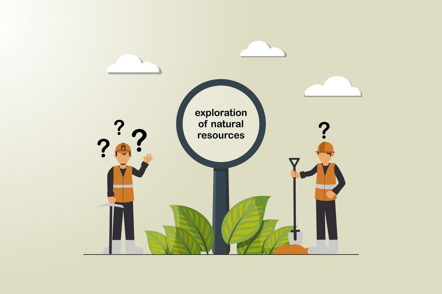 Two men are standing want to exploration of natural resources vector