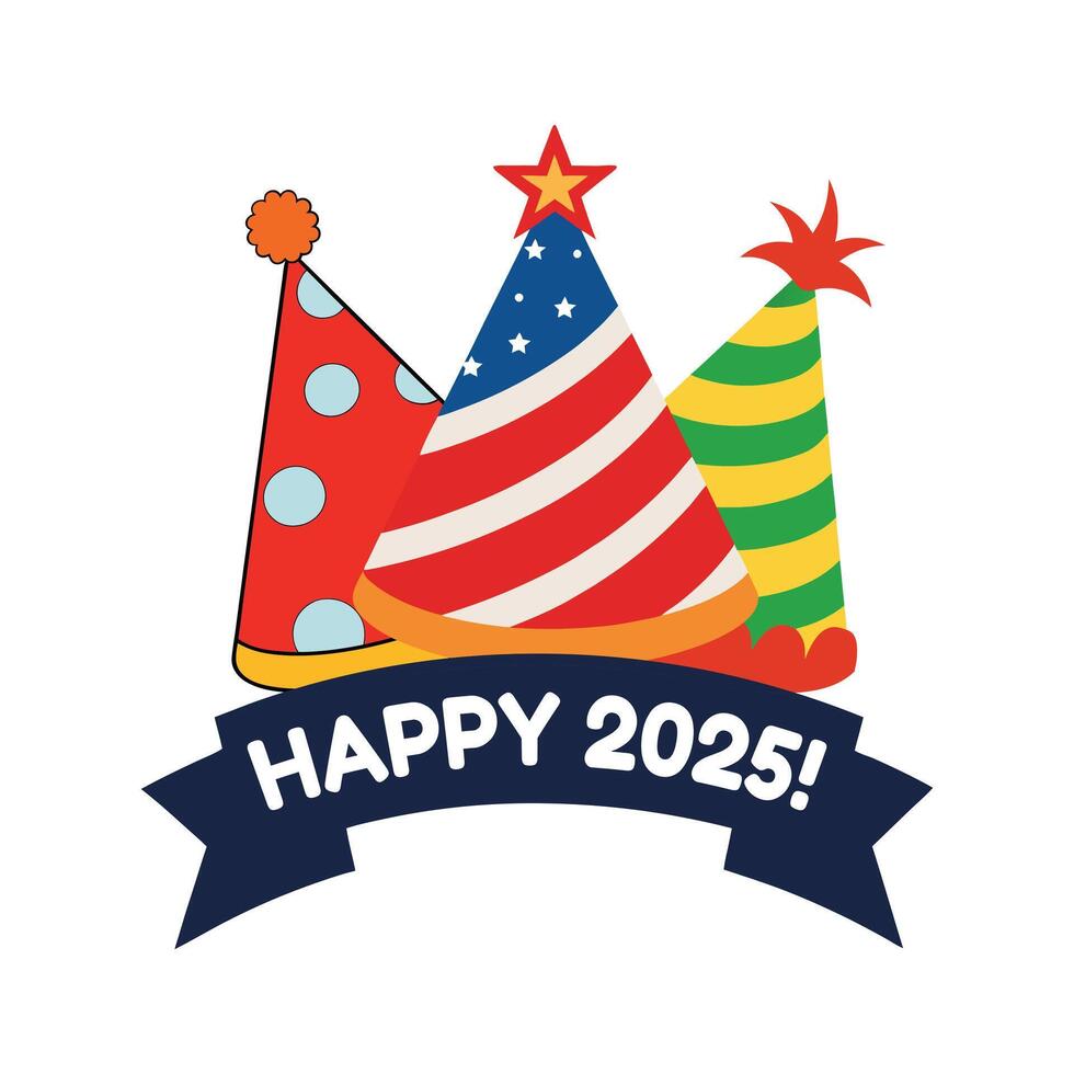 Radiant Happy New Year 2025 Typography Clipart vector