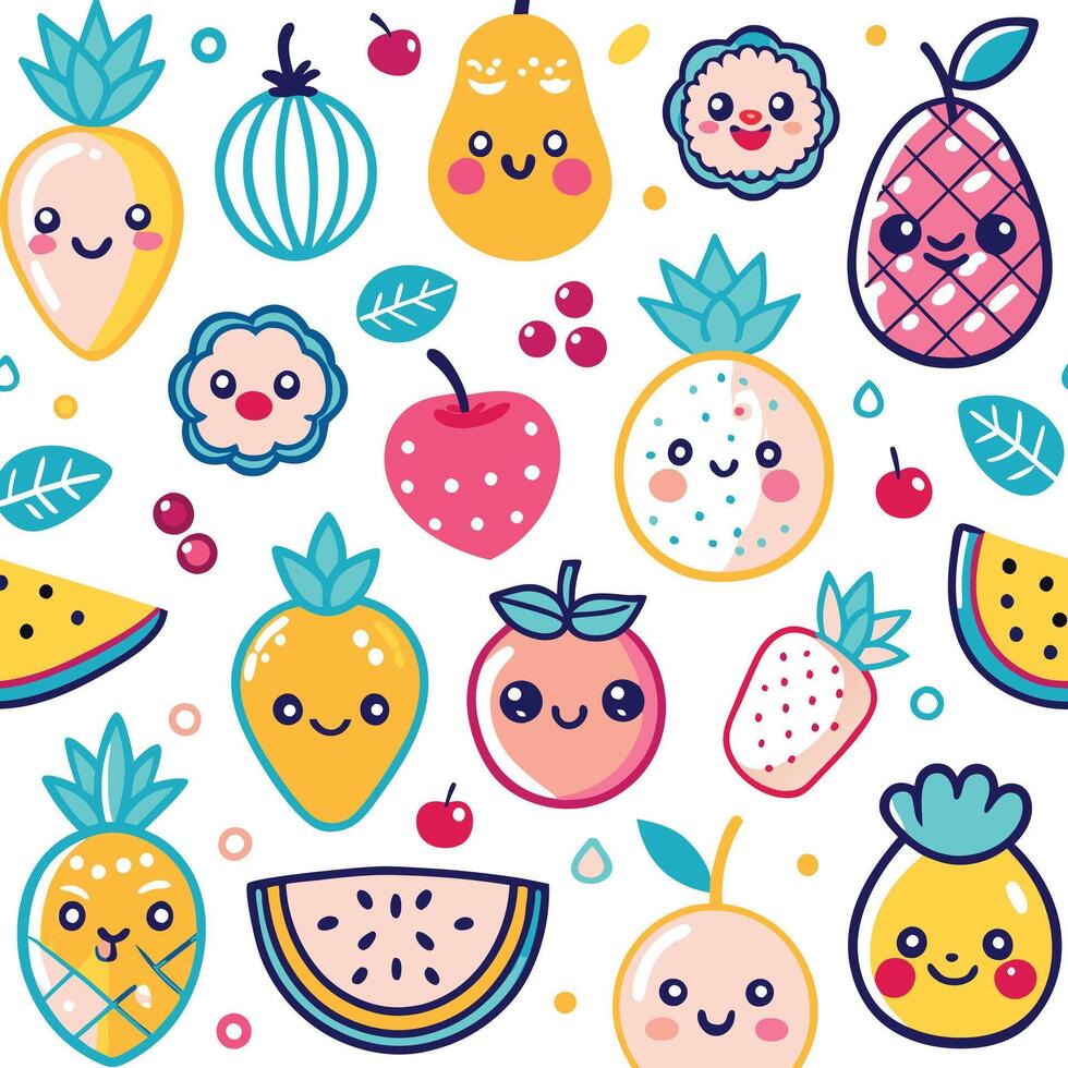 a pattern with fruit and berries vector